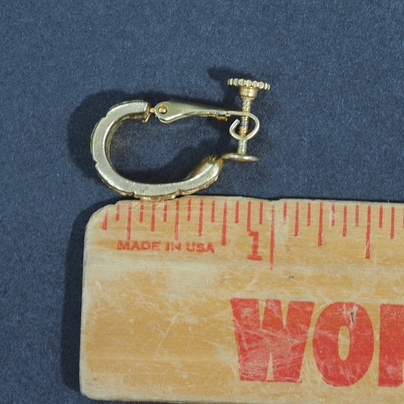 Vintage Napier Clip On Hoop Earrings Gold Tone Textured Screw Back MCM Classic - Picture 4 of 13